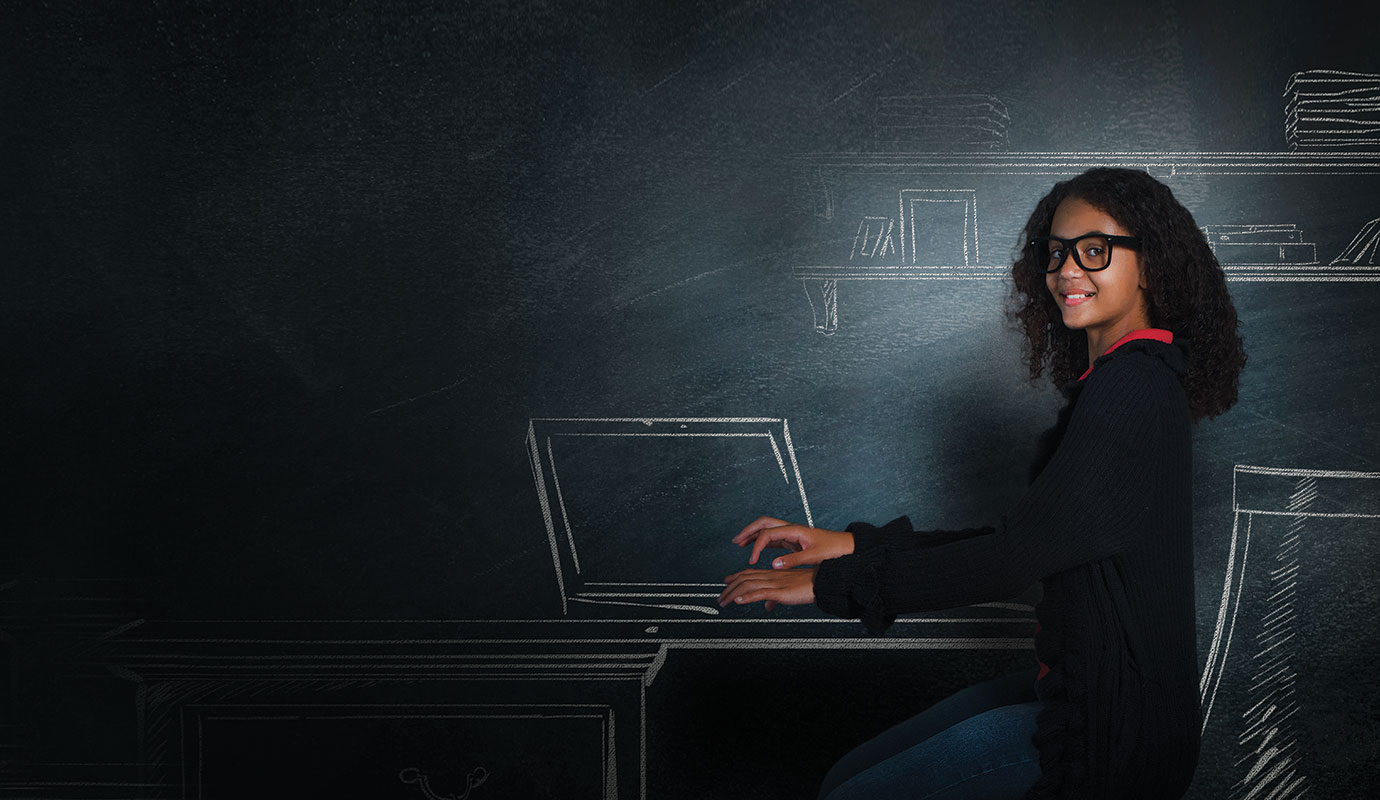 Young girl on computer