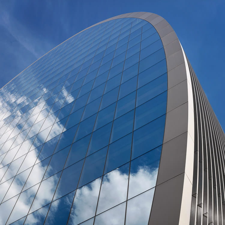 sun on a curved building