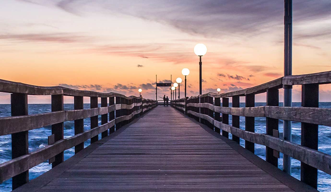 boardwalk view in evening