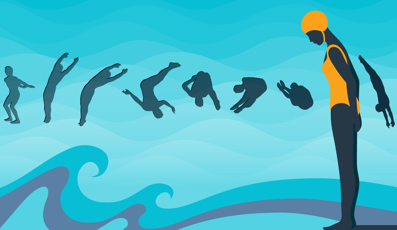 Illustration of a diver's jump