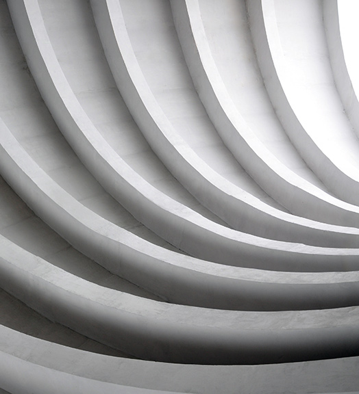 Architectural white curvy staircase like structure