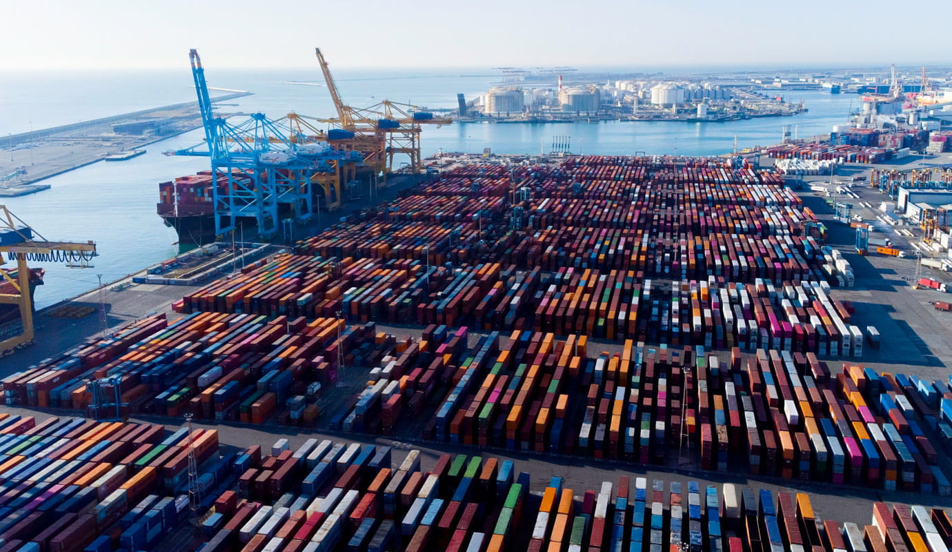 Cargo port with container