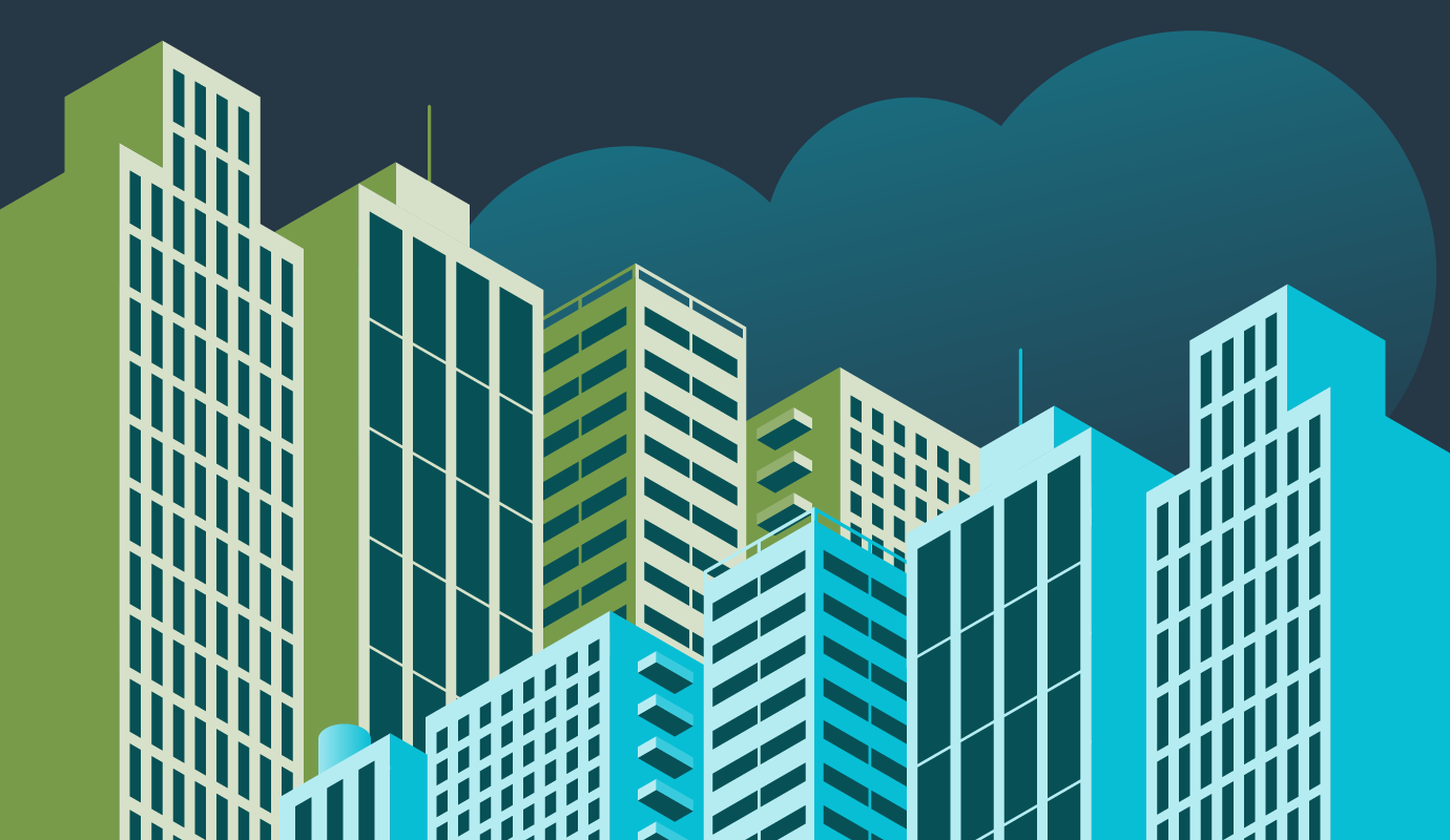 Graphic of skyscrapers