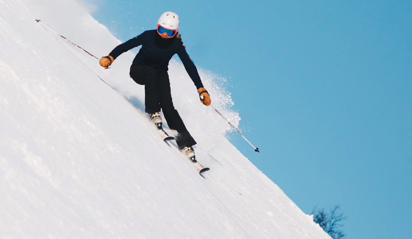 Person skiing down a mountain
