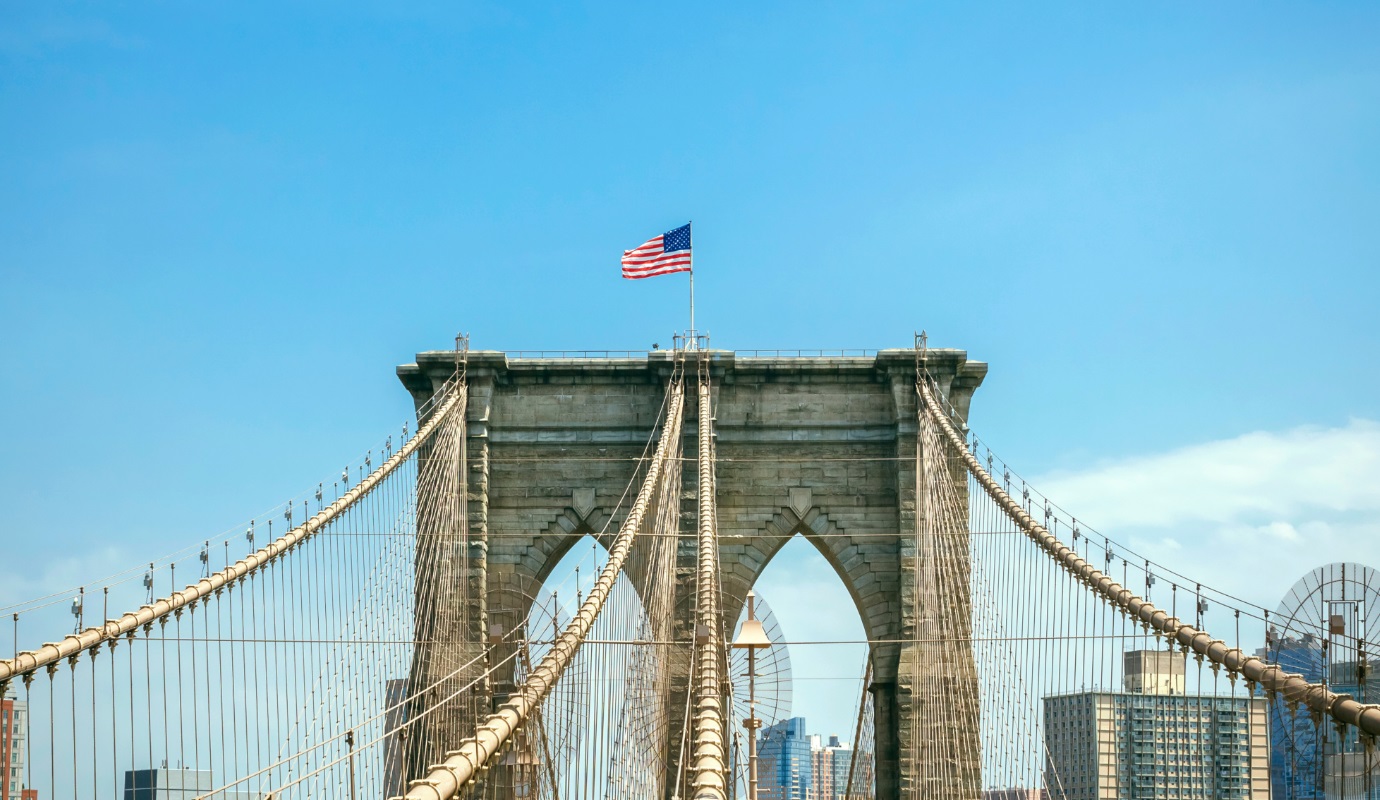 Bridge with America flag