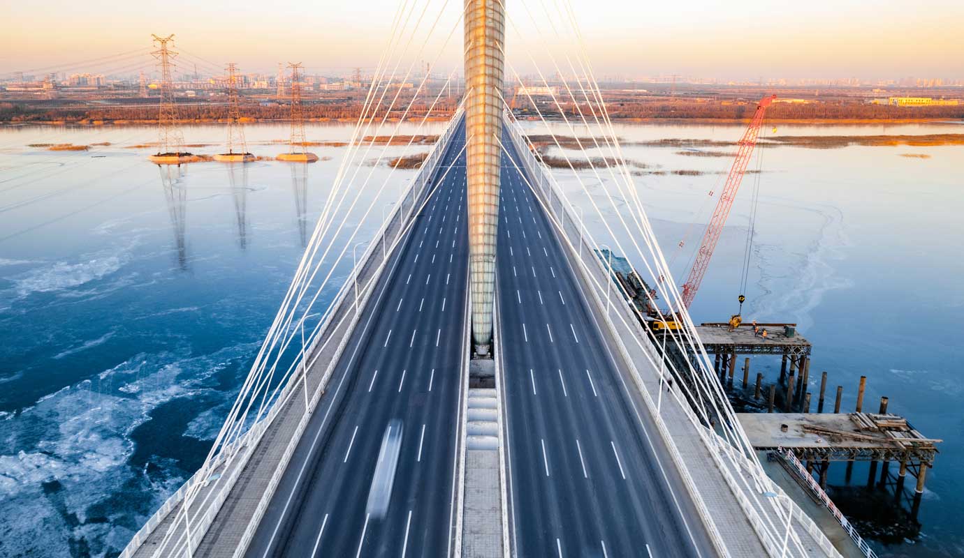 Aerial view of the bridge