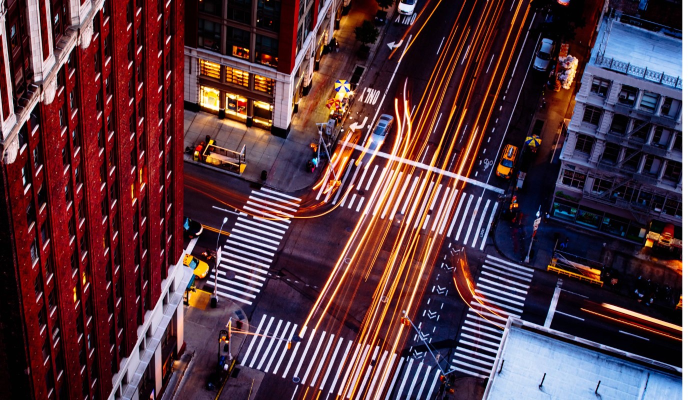 Streets with running lights
